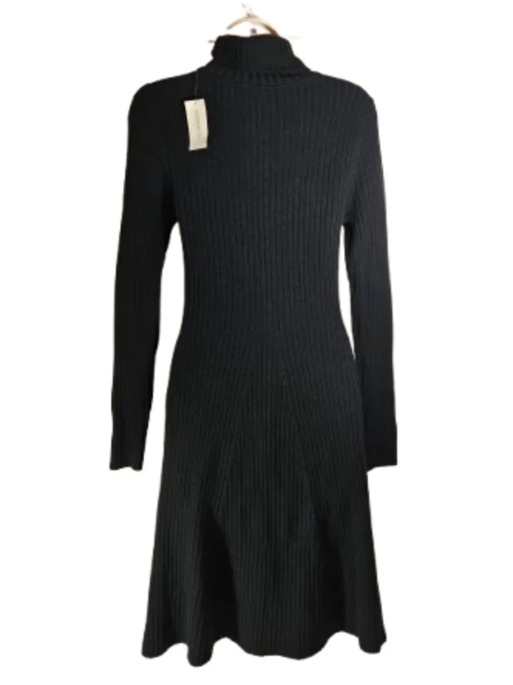 Banana Republic Ribbed Black Sweater Dress Women's Size Medium Long Sleeve Midi
